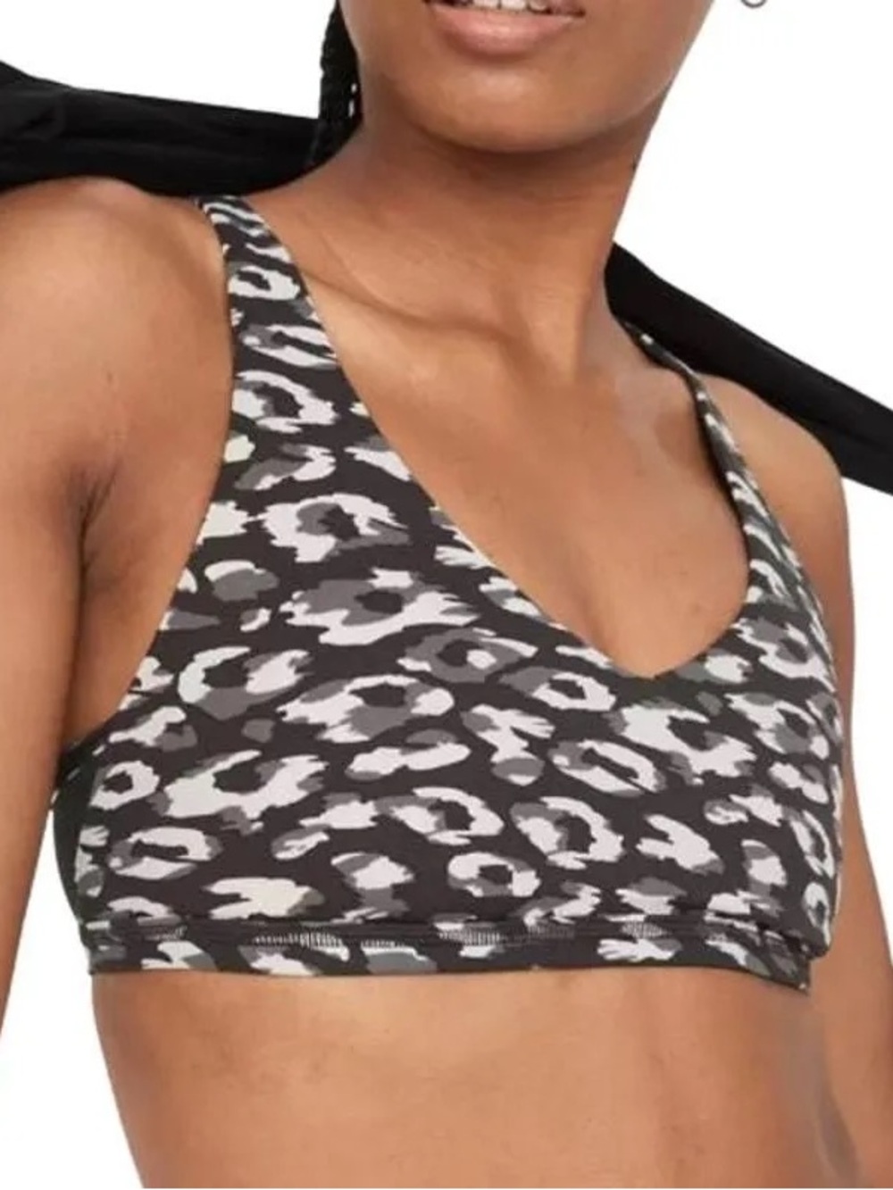 OFFLINE By Aerie Goals Plunge Sports Bra Black Leopard Print Women’s Size XL